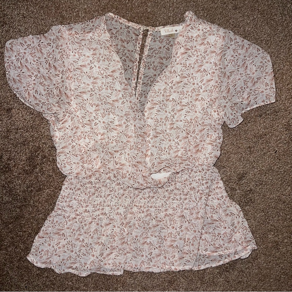 Blush Delicate Pink Floral Blouse
